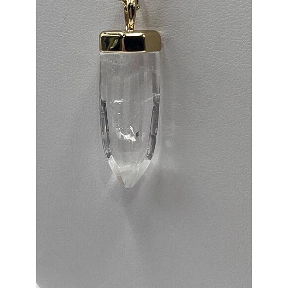 STELLA & DOT Gold Toned Chain Clear Quartz obelisk Amulet Pendant Necklace - Picture 7 of 14